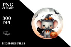 Retro Baby Elephant in Halloween PNG Product Image 2