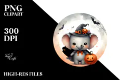 Retro Baby Elephant in Halloween PNG Product Image 2