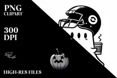 Football Helmet Ghost with Coffee, Simple PNG Product Image 1