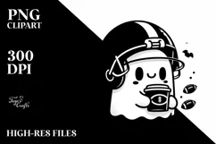 Football Helmet Ghost with Coffee, Simple PNG Product Image 3