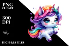 Vibrant Cute Unicorn Running, PNG Product Image 2