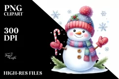 Cute Snowman with Gloves, PNG Product Image 3