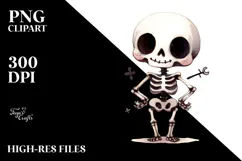 Simple Halloween Clipart of Skeleton PNG Product Image 2