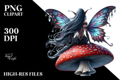 Gothic Fairy on Mushroom PNG Product Image 2