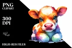 Cute Baby Cow Drawing | Sublimation Clipart Product Image 1