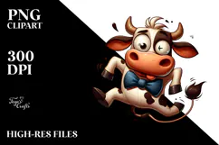 Cartoon Cow Jumping in Vector Art PNG Product Image 2