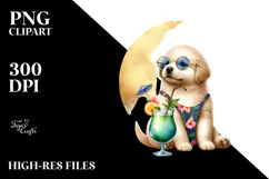Happy Puppy with Cocktail, PNG Product Image 2