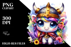 Cute Vibrant Baby Unicorn PNG Product Image 2