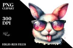 Vibrant Rabbit Portrait with Sunglasses Product Image 2
