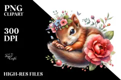 Adorned Baby Squirrel Watercolor PNG Product Image 2