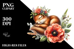 Adorned Baby Squirrel Watercolor PNG Product Image 2