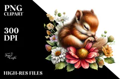 Adorned Baby Squirrel Watercolor PNG Product Image 2