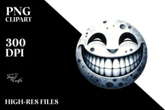 Funny Watercolor Halloween Moon Smile Big Teeth | Product Image 2