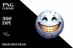 Funny Watercolor Halloween Moon Smile | Clipart Product Image 3