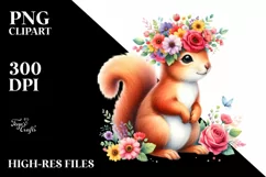 Vibrant Flower Crown with Baby Macaw |Clipart Product Image 1