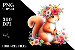 Vibrant Flower Crown with Baby Macaw |Clipart Product Image 2