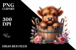 Cute Baby Highland Cow, Transparent PNG Product Image 1