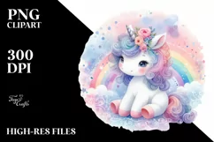 Colorful Baby Unicorn, PNG Product Image 3