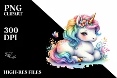 Colorful Baby Unicorn, PNG Product Image 3