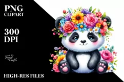 Cute Panda with Flower Crown, High-Res PNG Product Image 3