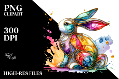 Colorful Bunny in with Gold, PNG Product Image 2