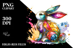 Colorful Bunny in with Gold, PNG Product Image 2