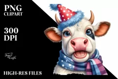 Cow Cow Portrait with Party Hat and Scarf Product Image 1