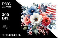 Washed Watercolor USA Flag Flowers Product Image 2