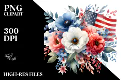 Washed Watercolor USA Flag Flowers Product Image 2