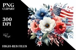 Washed USA Colors Flowers | Clipart Product Image 3