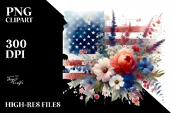 Washed Watercolor USA Flag Flowers Product Image 3