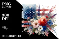 Washed USA Colors Flowers | Clipart Product Image 1