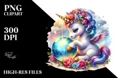 Colorful Baby Unicorn with Magic Orb, High-Res PNG Product Image 2