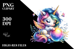 Colorful Baby Unicorn with Magic Orb, High-Res PNG Product Image 2