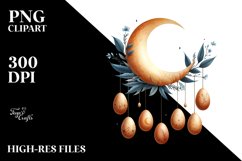 Colorful Moon with Hanging Eggs PNG Product Image 2
