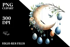 Watercolor Half Moon with Hanging Eggs PNG Product Image 2