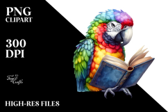 Colorful Parrot Reading Book PNG Product Image 2