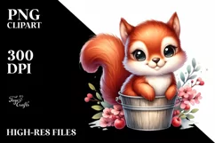 Colorful Smiling Baby Squirrel in Bucket | Sublimation | Product Image 1