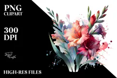 Gladiolus Watercolor Splash PNG Product Image 2