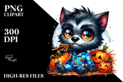 Confused Werewolf with Pumpkins, PNG Product Image 2