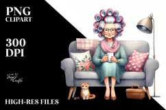 Watercolor Lady Mug Hair Curlers | Sublimation Clipart Product Image 1