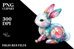 Colorful Pastel Bunny in , PNG Product Image 2