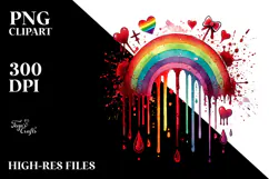 Simple Rainbow with Blood and Hearts PNG Product Image 2