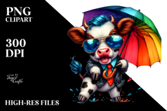 Agressive Baby Cow with Cool Haircut PNG Product Image 2