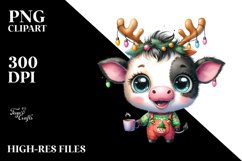 Colorful Cow with Christmas Lights, Transparent PNG Product Image 1