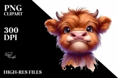 Expressive Funny Highland Cow PNG Product Image 3