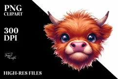 Expressive Funny Highland Cow PNG Product Image 1