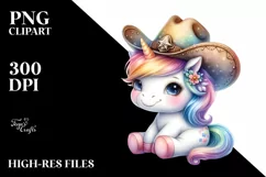 Cute Baby Unicorn with Cowboy Hat in Style Product Image 3