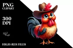 Funny Rooster Standing Proud in Hat | Sublimation Clipart Product Image 1