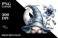 Cute Garden Gnome with Lobelia PNG Product Image 2